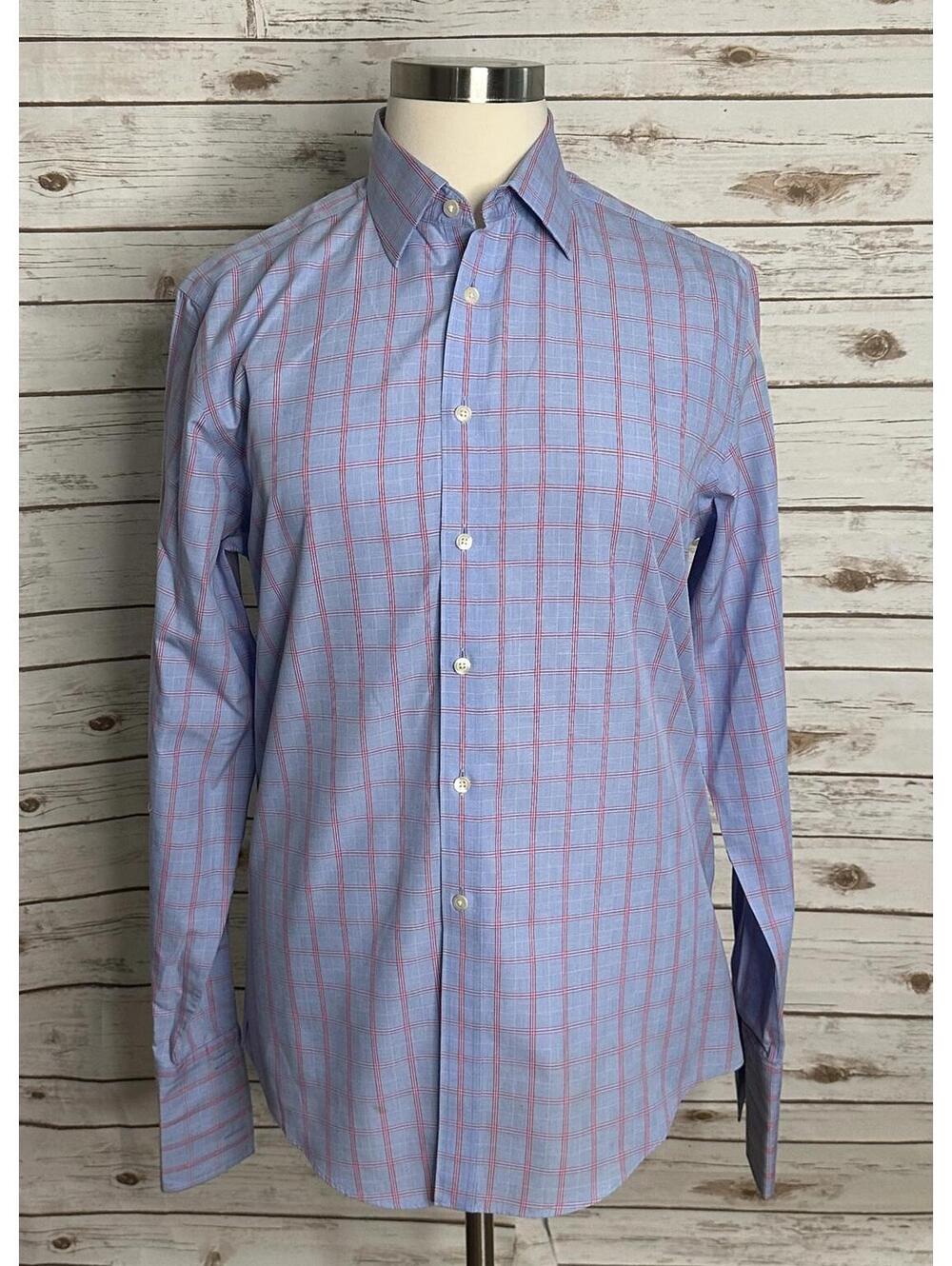 Charles Tyrwhitt Jermyn Street Non-Iron Slim Fit blue/red button-down shirt 16.5